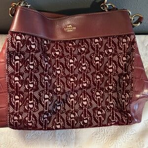 Vintage Coach Kristy Shoulder Bag Burgundy Patterned